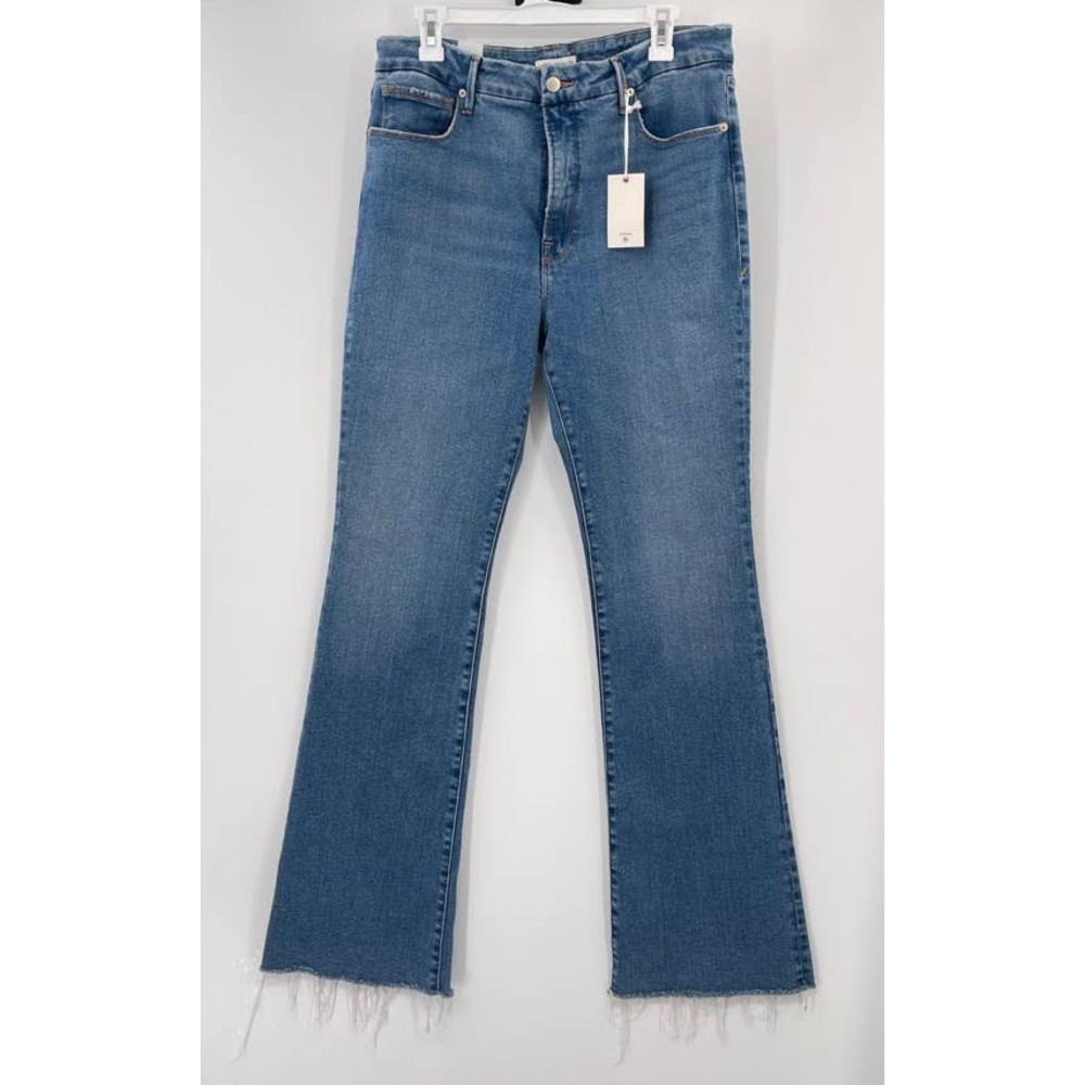 Good American NWT Good Classic Boot Cut Jeans Womens Sz 14 Indigo Wash Frayed